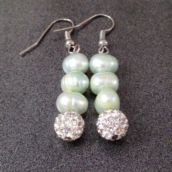 Items Similar To Freshwater Pearl Earrings Pearl Drop Earrings Mint   Il 570xN.768499614 Hgbz 