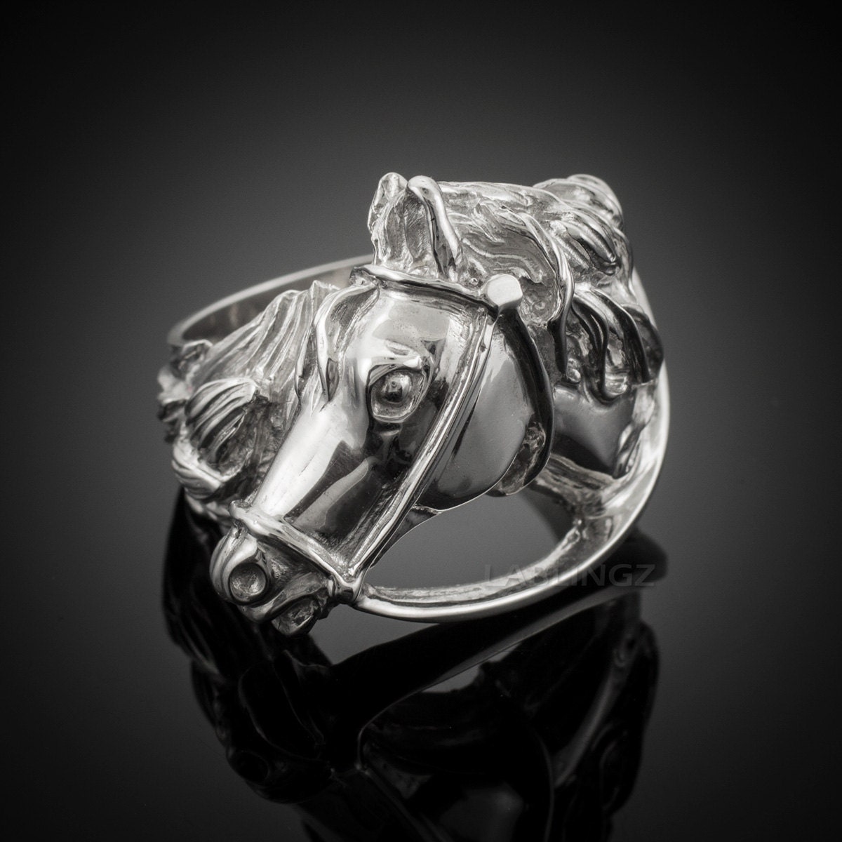 Solid Sterling Silver Horse Head Men's Ring