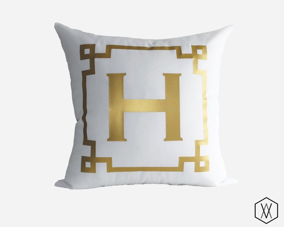 Gold Monogram Throw Pillow Cover Gold Silver and More