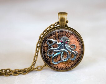 Octopus - Steampunk Handmade Pendant Necklace