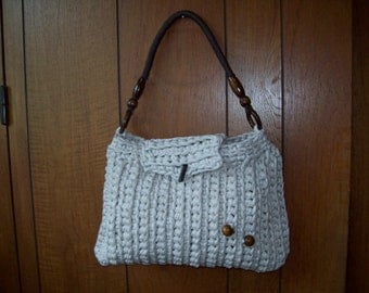 hand bag handmade large cotton 32cm L 22 H lining inside