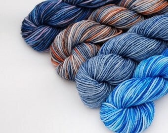 Blue Story Hand Dyed Mini-Skein Set (4 skeins / 110 g / 460 yards)