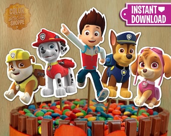 Paw Patrol Centerpieces - INSTANT DOWNLOAD Printable Centerpieces Cake Deco - Chase Skye Rubble Marshall