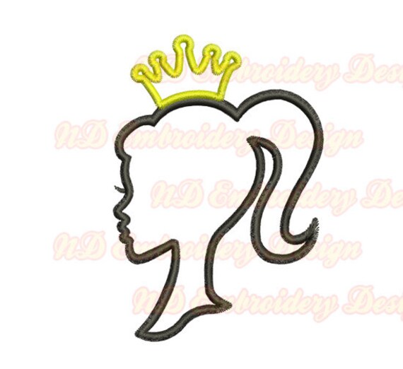 Barbie embroidery applique design girl silhouette by NDembroidery