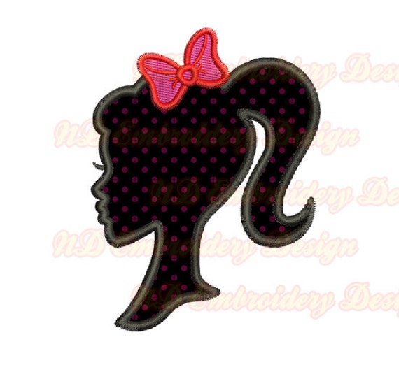 Barbie embroidery applique design princess bow tie by NDembroidery