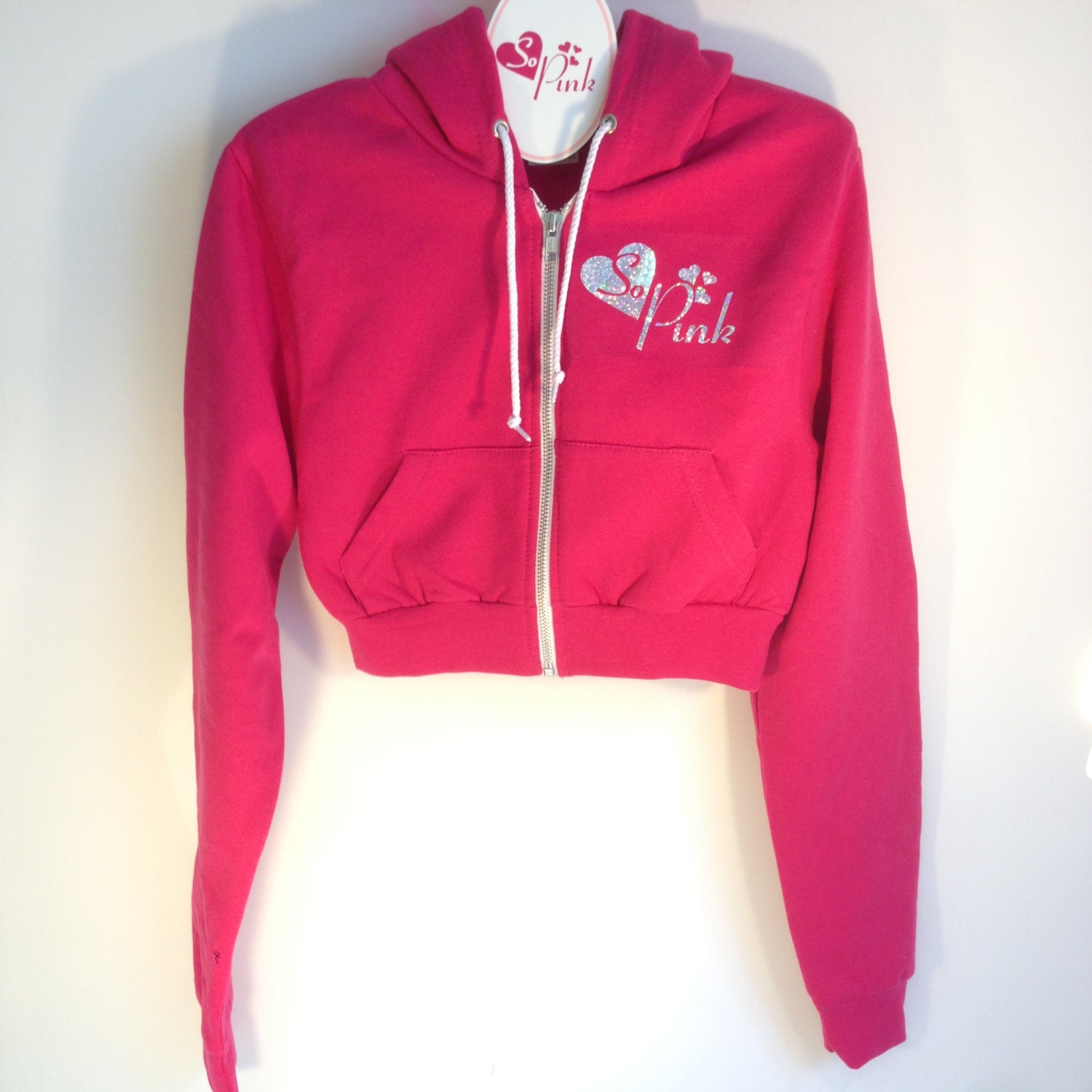 So Pink Cropped Hoodie. Zipped Hoodie. Women's Hoodie. by SoPinkUK
