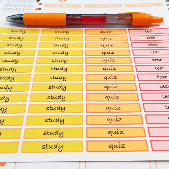 Download 52 Study Quiz Test Planner Stickers Study Reminder Stickers