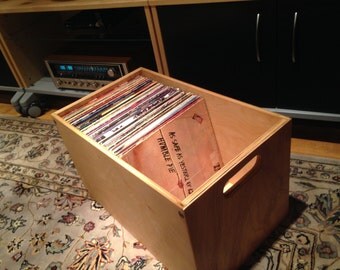 Vinyl LP Record Storage and Display Crate - Natural Finish, Light Cherry or Dark Walnut Finish