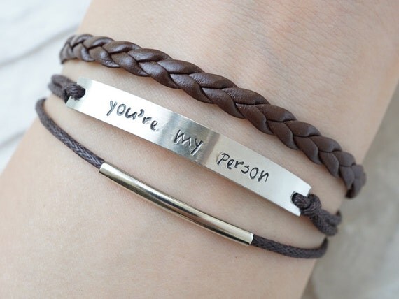 unique etsy gifts Brown Engraved You're Bracelet, Bracelet, Bracelet My Cord Person