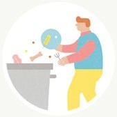 Illustration of person cooking Illustration of person cooking