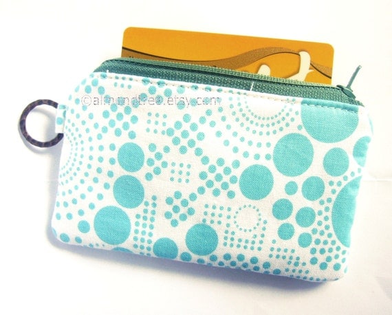Sale Teal womens wallet coin purse small zip pouch by AlmondTree