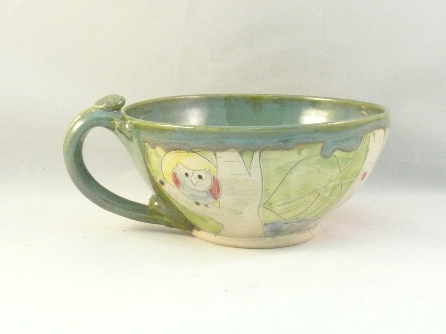 Ceramic Latte Cup or Soup bowl with handle by BlueSkyPotteryCO