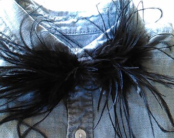 Holiday Father's Day Prom Black Ostrich Feather Bow Tie