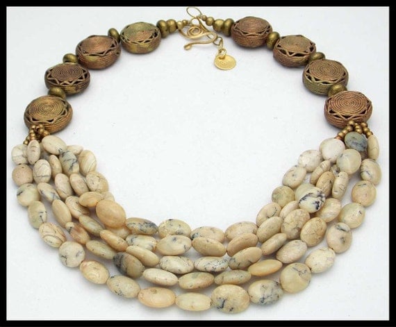 AFRICAN OPAL Handmade African Brass Beads by sandrawebsterjewelry