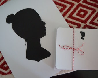 Silhouette, Custom + Stationery Bundle, Custom Silhouette, Note Cards