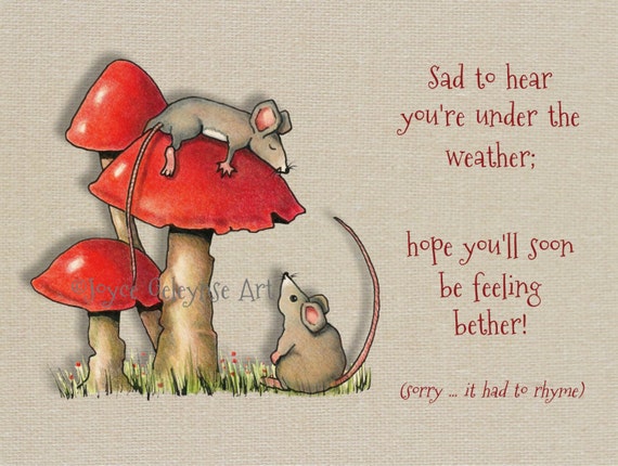 Items similar to Printable Get Well Card, Humour, Cute, Whimsical Card