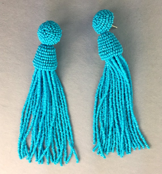 Tassel Earrings turquoise tassels by GaslightOriginalBdwk on Etsy