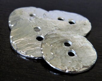 16mm Silver Casting Metal Button : 4 pc Cornflake Button