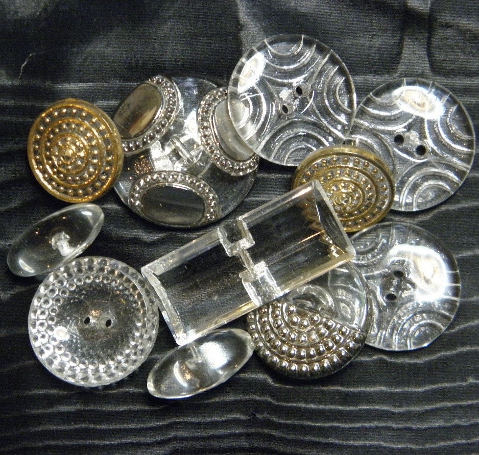 Vintage Clear Glass Buttons 1940s Pressed Assortment By Ohmymilky 7032