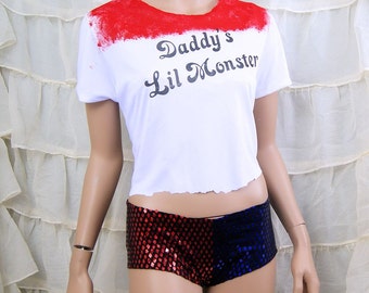 Harley Suicide Hand painted Daddy's Lil Monster Cosplay T-Shirt - MTCoffinz