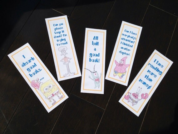 SpongeBob SquarePants inspired bookmarks Squidward Mr.