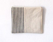 Vintage Stripe Ticking Canvas Zipper Bag Cosmetic Bag  Sashiko Stitching Hand Stitching Nautical French Country Rustic