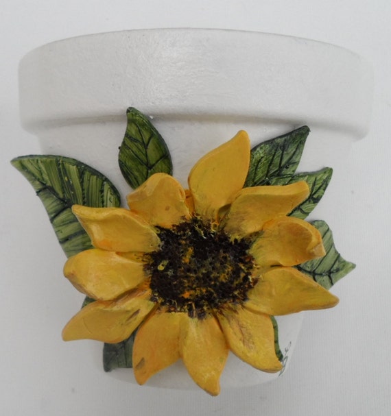 Sunflower Clay Pot Handmade Clay Sunflower on Clay Flower Pot