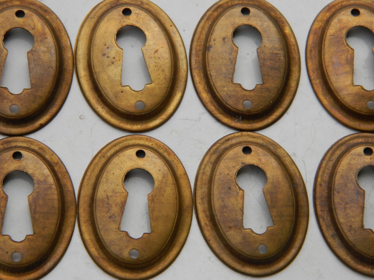 Set of 8 Matching Vintage Brass Oval Keyhole Escutcheon Plates – Haute ...