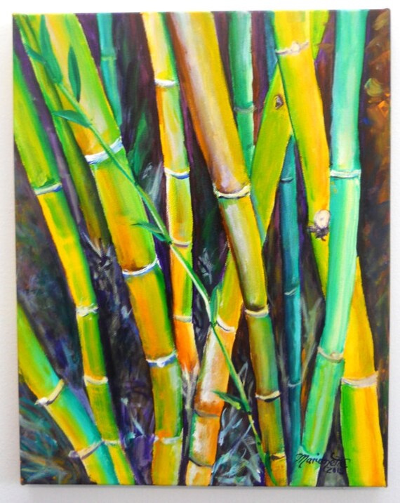 Bamboo Garden Original Acrylic Painting from Kauai Hawaii by