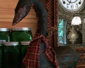 Black Swan primitive painted fabric to look wood-style by Starry Nites Farm; Hafair; OFG; TeamHAHA, rustic cabin decor; handmade