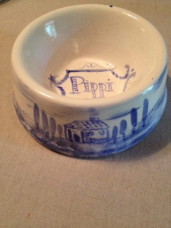 Items similar to Blue and White Dog Bowl, Custom Dog Bowl ,Gift for Pet Lovers,Blue and White