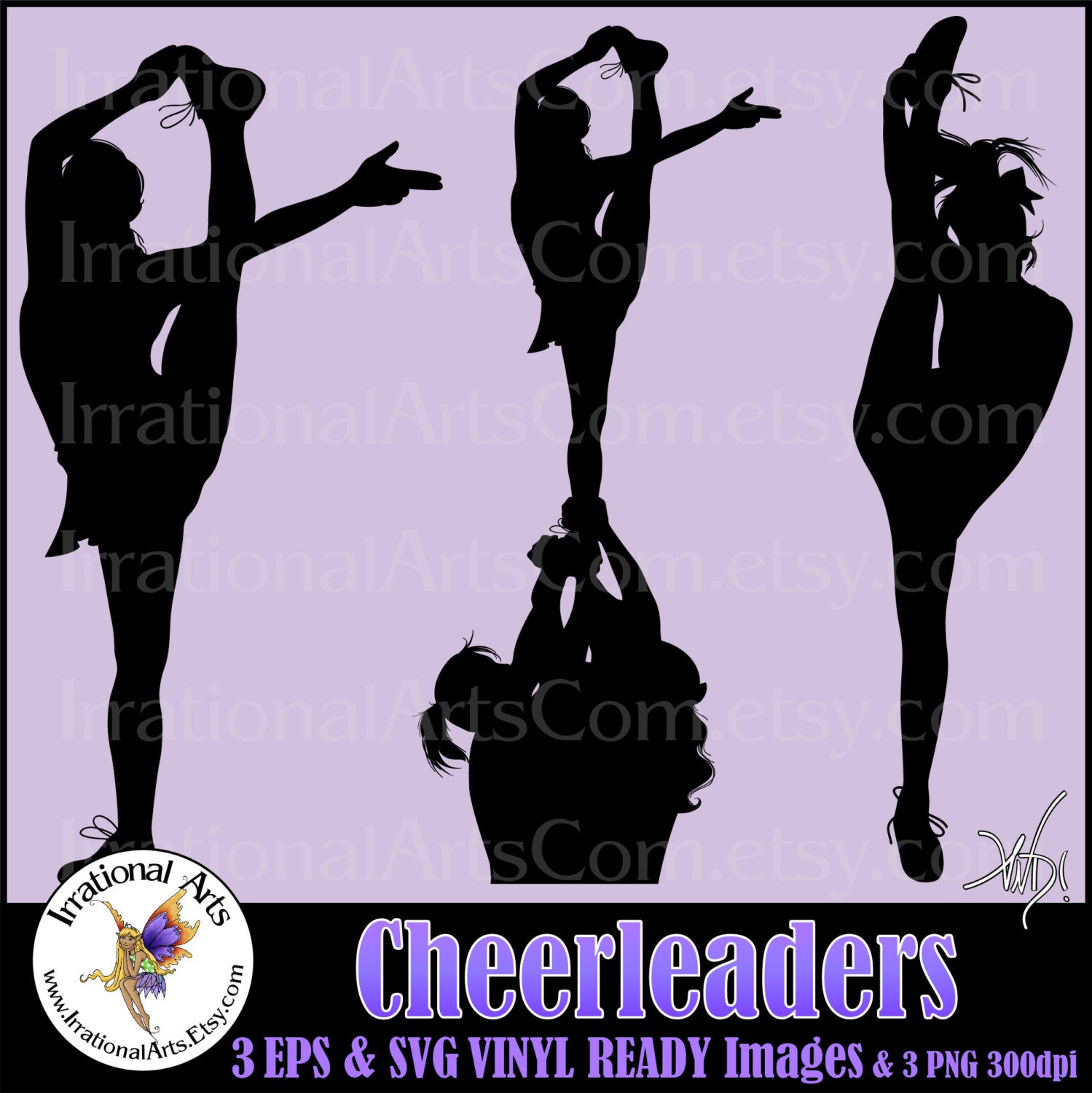 Download Cheerleader Silhouettes 3 EPS & SVG vinyl ready by ...