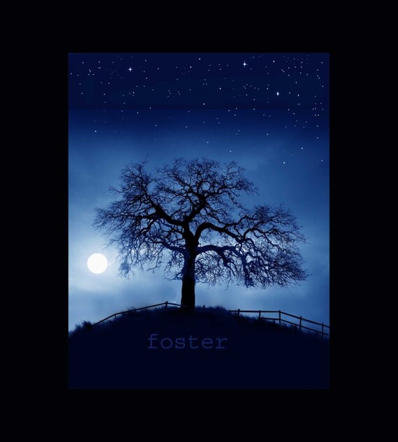tree art tree painting tree print night sky art stars by lewfoster