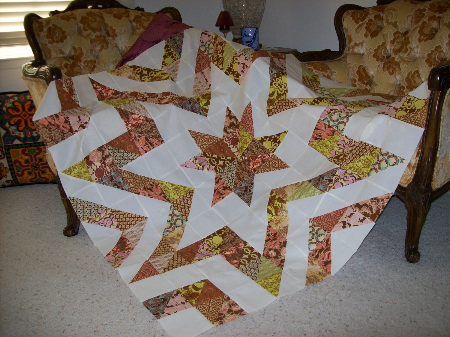 HalfSquare Triangle Star Quilt TopDesigner by Qlting4Fun2000