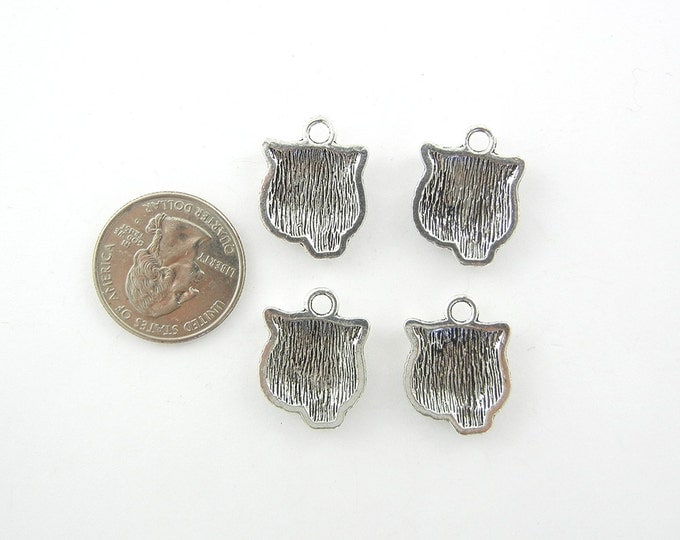 Set of 4 Pewter Tiger Head Charms