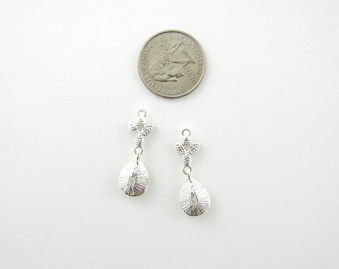 Pair of Small Rhinestone Floral Teardrop Charms