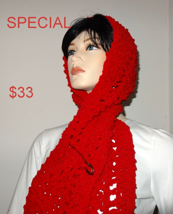 TresChicBoutique1 Lacy red Red by on scarf Hooded  Etsy hooded Scarf Chenille