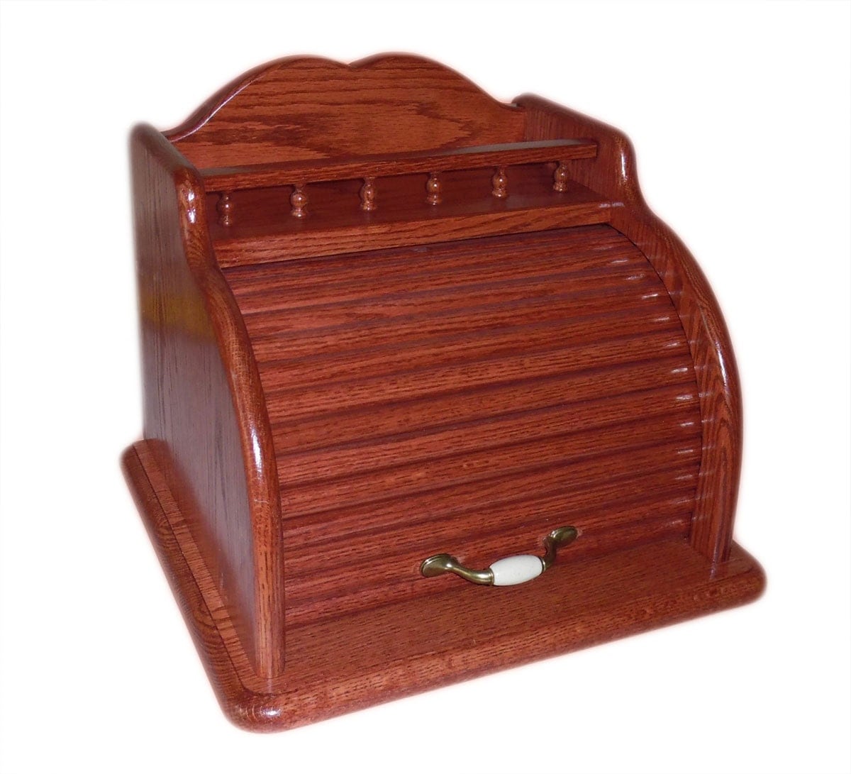 Roll Top Bread Box Sedona Red Oak by AMFamilyWoodworking on Etsy