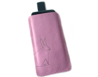 Iphone 6 sleeve pink leather rabbit case