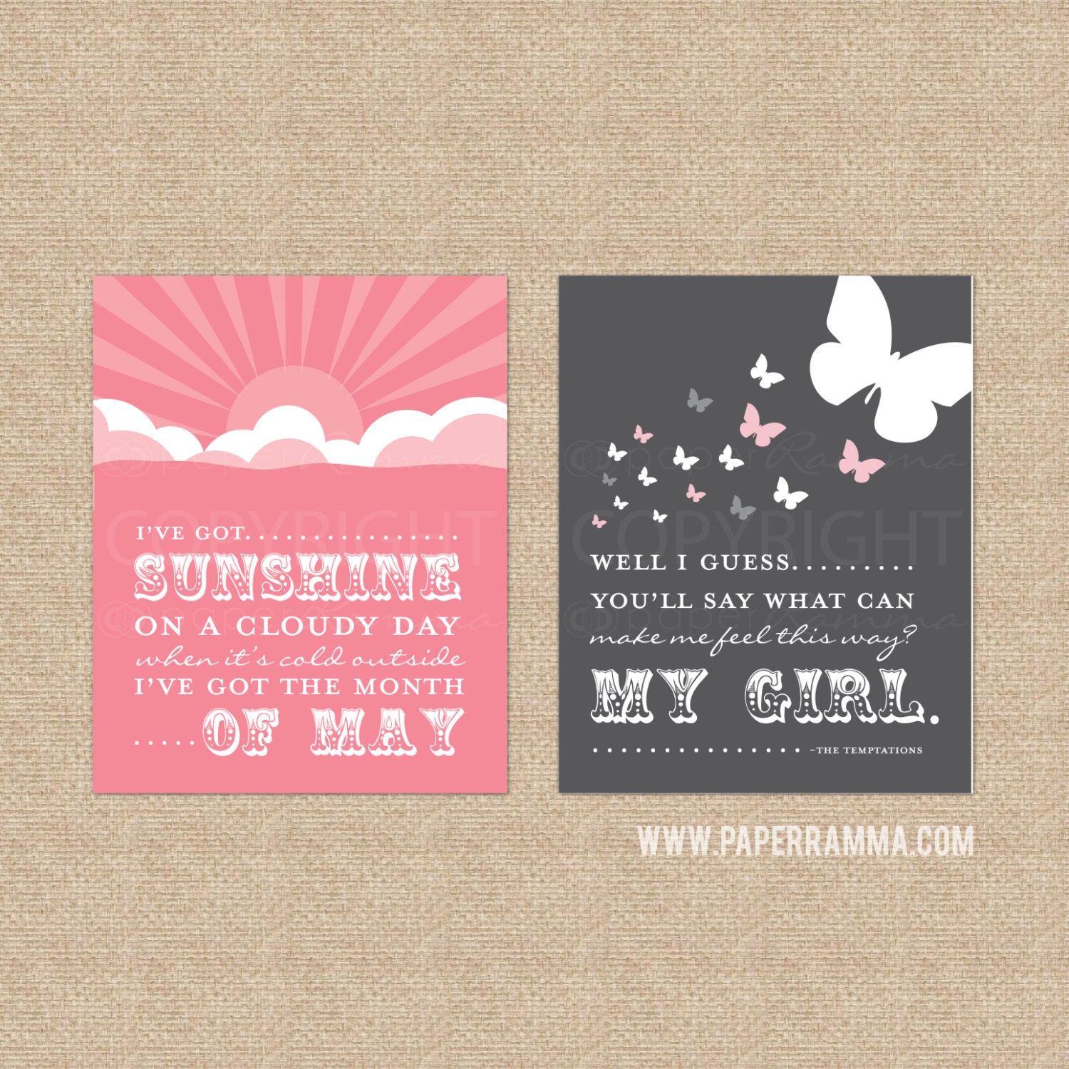 My Girl Lyrics Print Set Lyrical Print Set Girl Nursery