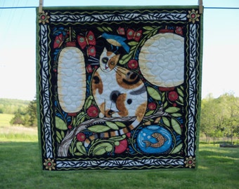 Wall Hanging Quilts cat wall hanging | etsy Wall Hanging Quilts cat wall hanging | etsy