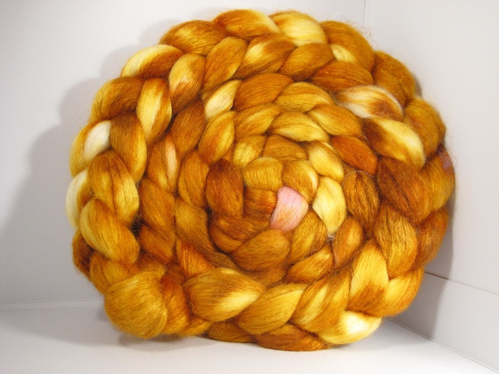 BFL/Bombyx Silk 60/40 Combed Top Roving 5oz by CorgiHillFarm