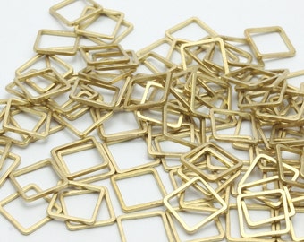 50 Raw Brass Square Connectors (10x0.80mm) Bs-1116