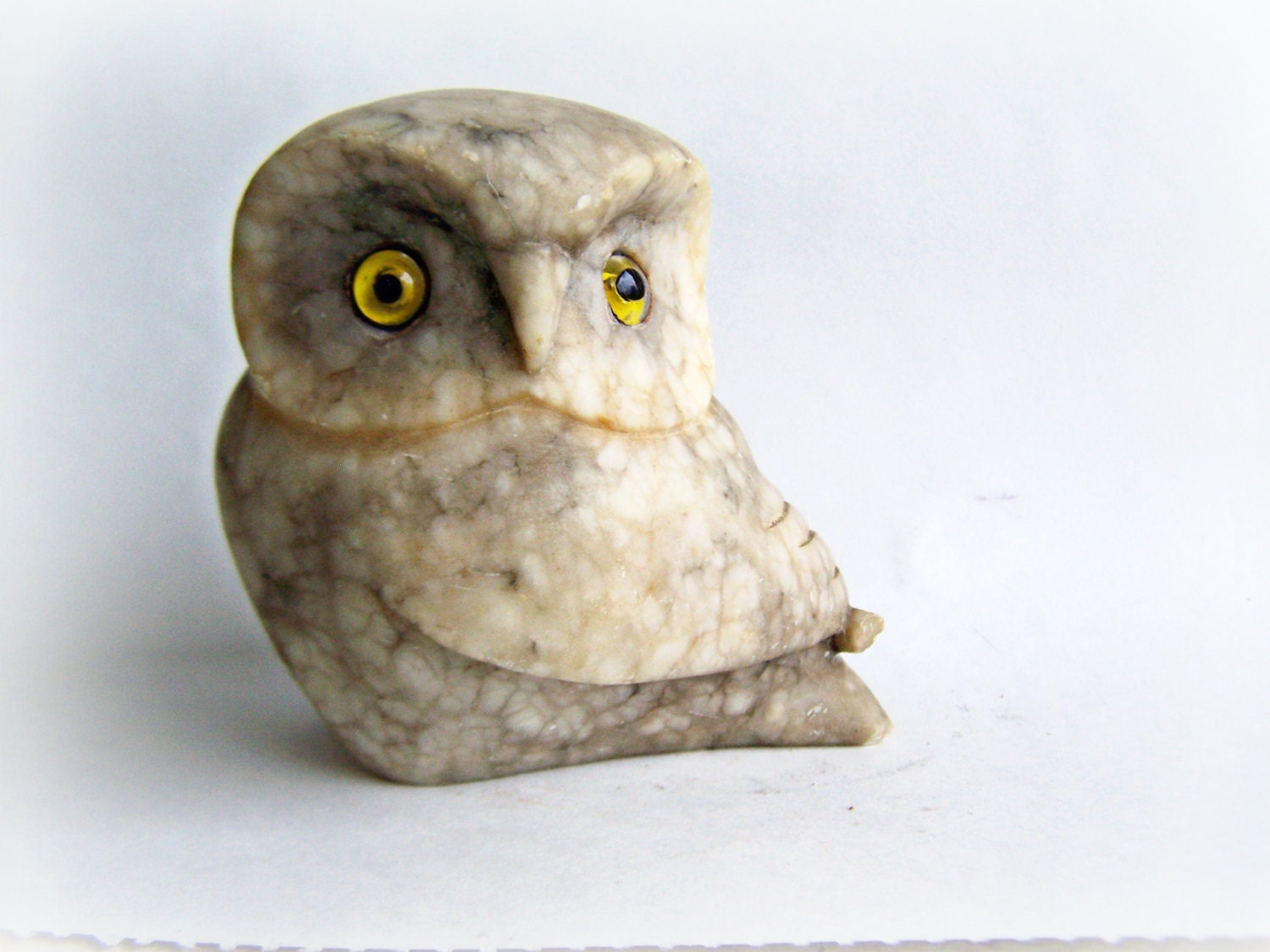 Vintage Owl Collectible Owl Figurine Single Stone Carved Owl
