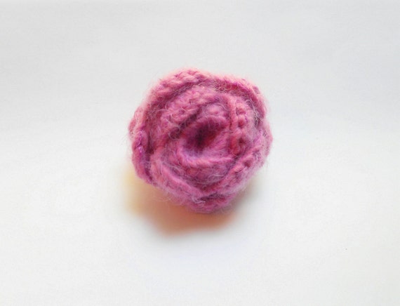Fuzzy Pink Rose Barrette, ready to ship.