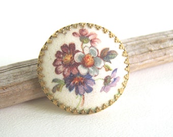 Vintage Floral Scarf Clip Purple Violet Blue Sugar Coating