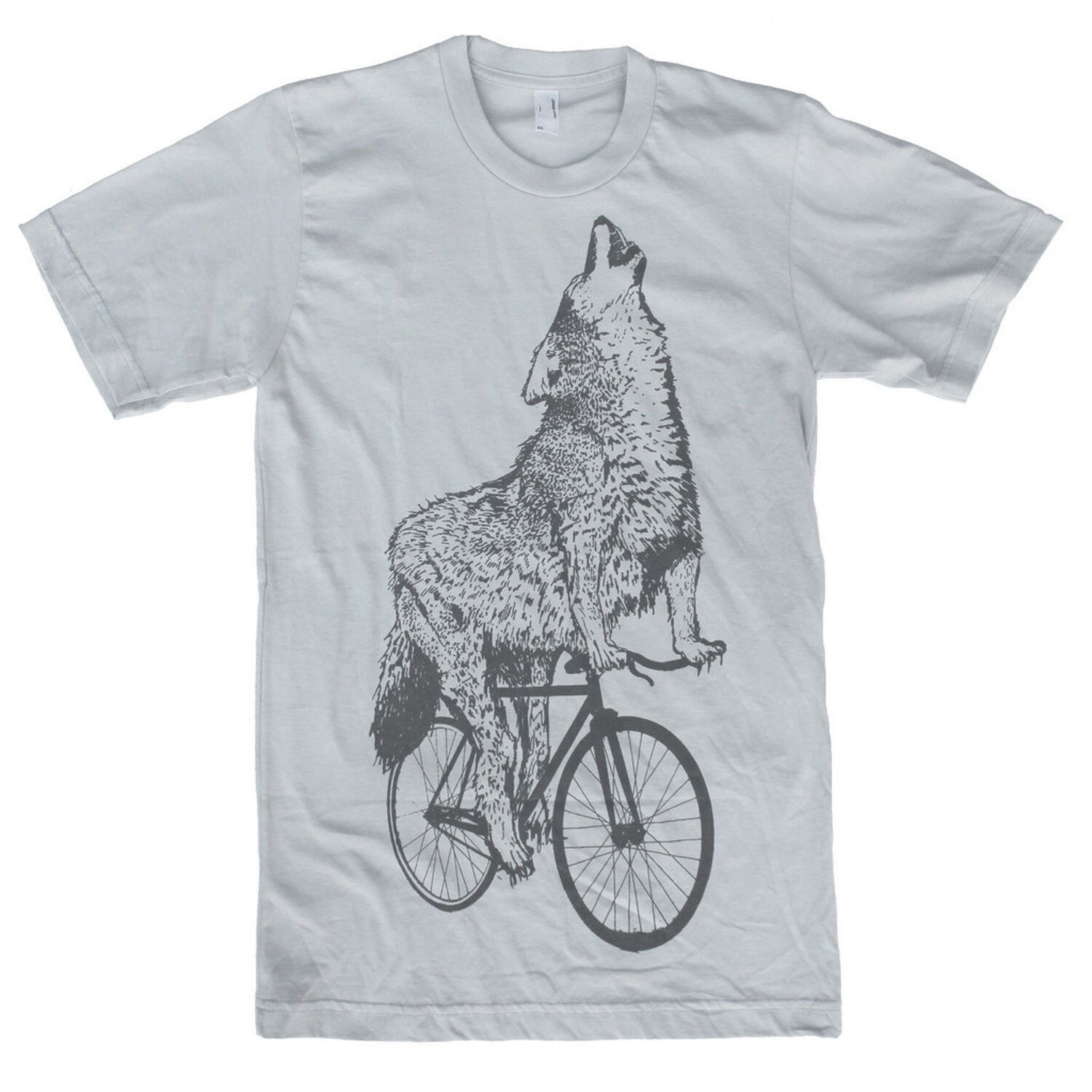 Mens WOLF Bicycle Print Short Sleeved by darkcycleclothing on Etsy