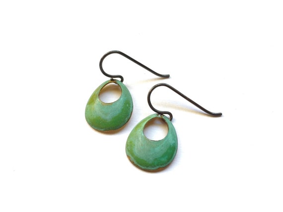 Small Open Circle Verdigris Earrings