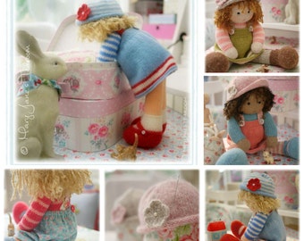 Doll Knitting Pattern Deal/ 4 TEAROOM Dolls and Hats/ Toy Knitting Patterns/ plus FREE 'Sewn Pinafore' Pattern/ INSTANT Download