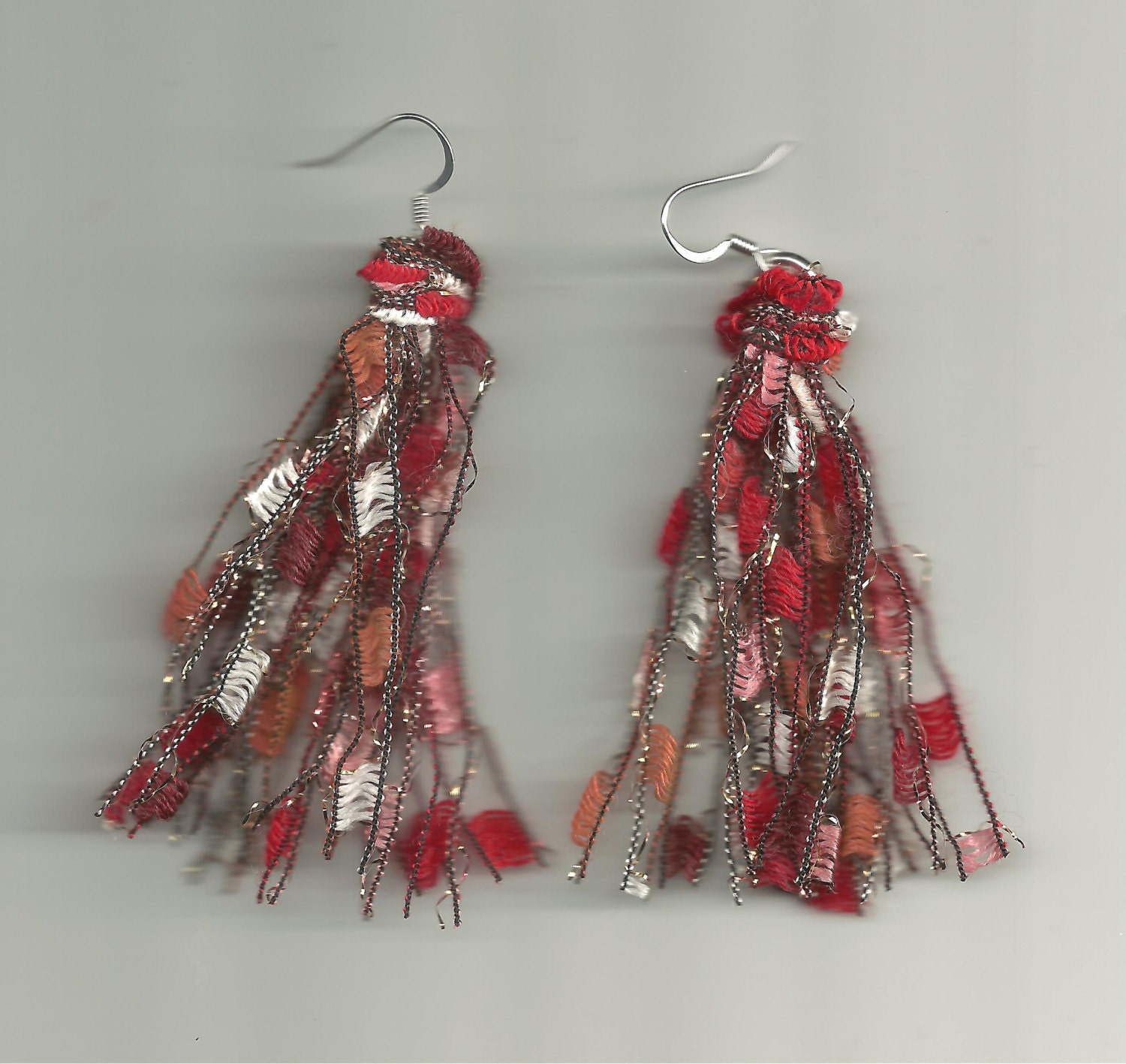 Trellis/Ladder Yarn Earrings for pierced ears Hot by justsewfine